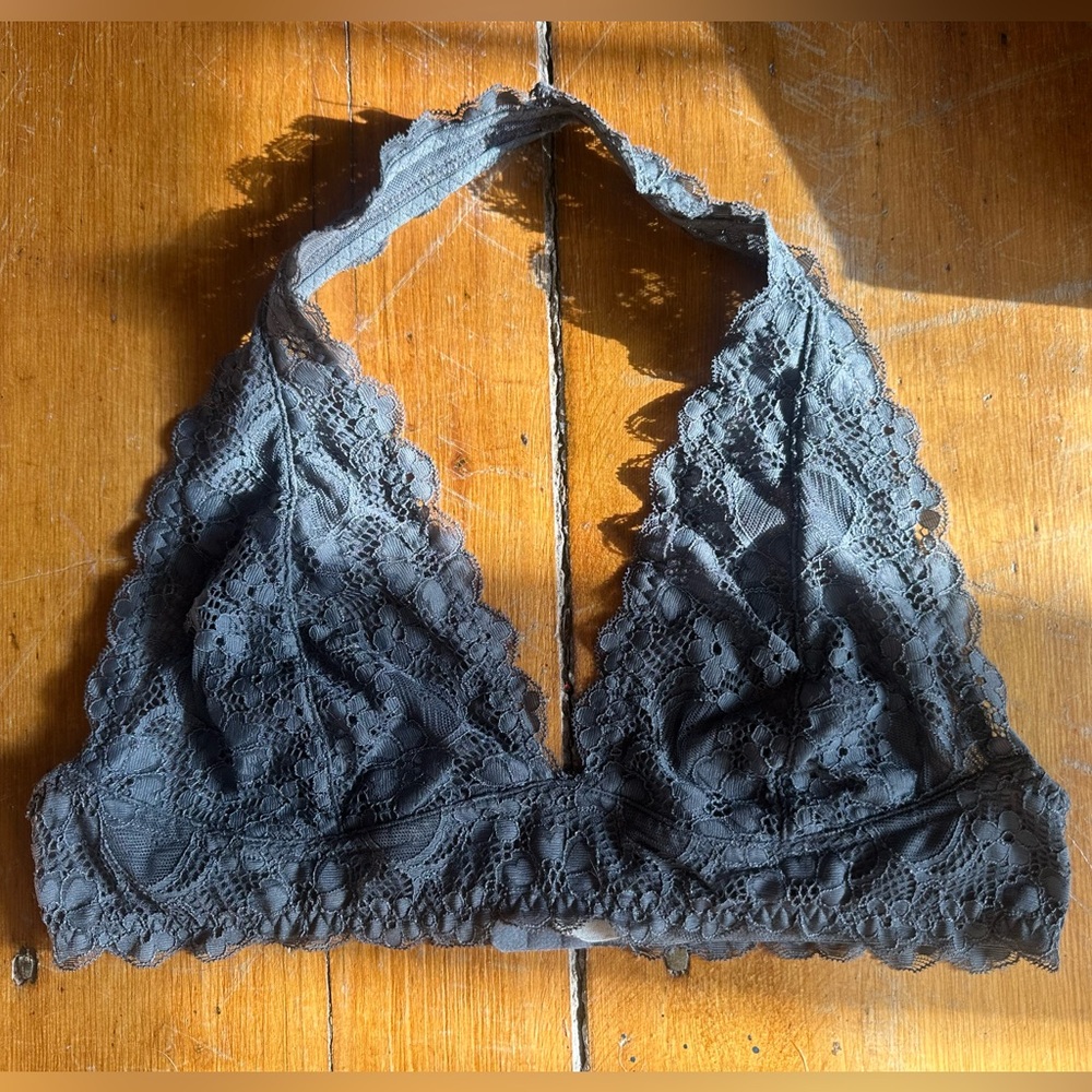 Free People Charcoal Lace Halter Bralette